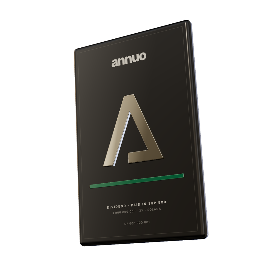 The Annuo ingot: a brushed black card engraved with the Annuo mark